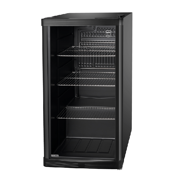 Untertisch-Flaschenkühlschrank, schwarz, mit Glastüre