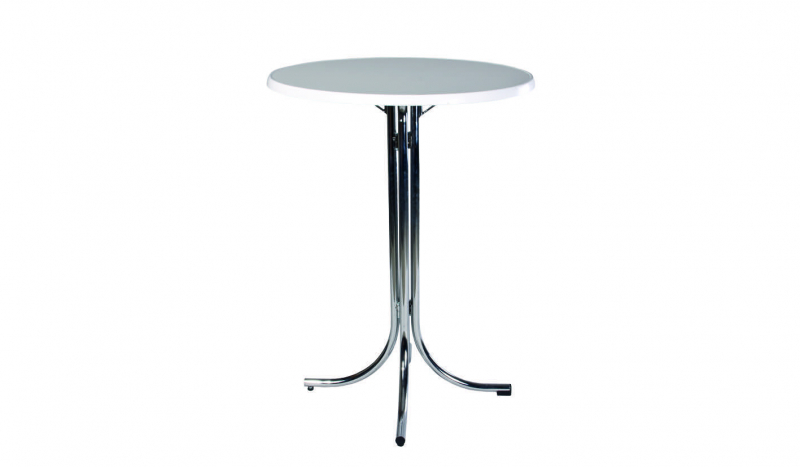Stehtisch klappbar, chrom/weiß, Ø 85 cm