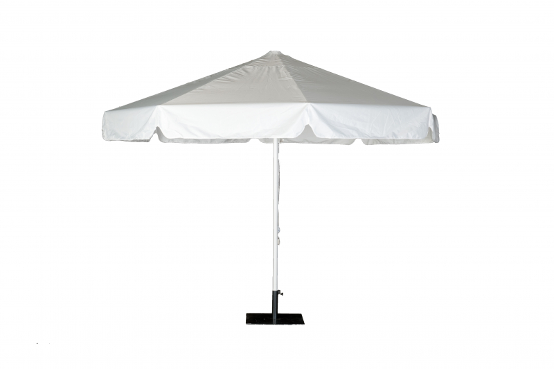 Schirm mit Volant, weiß, rund Ø 350 cm, inkl. Fuß