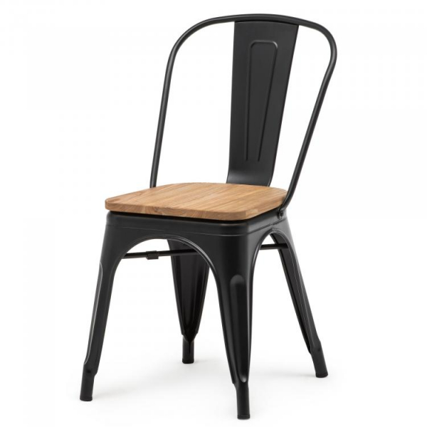 Stuhl GOTHAM, schwarz mit Sitzplatte ULME