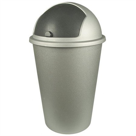 Abfalleimer, silbergrau mit Schwingdeckel, 50 Liter
