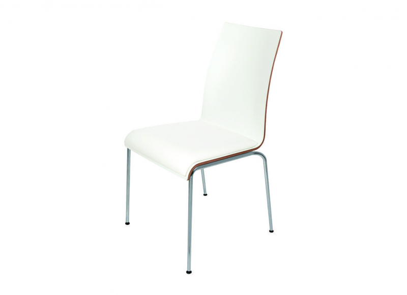 Chaise ZOE, coloris blanc polaire, coussin d’assise blanc